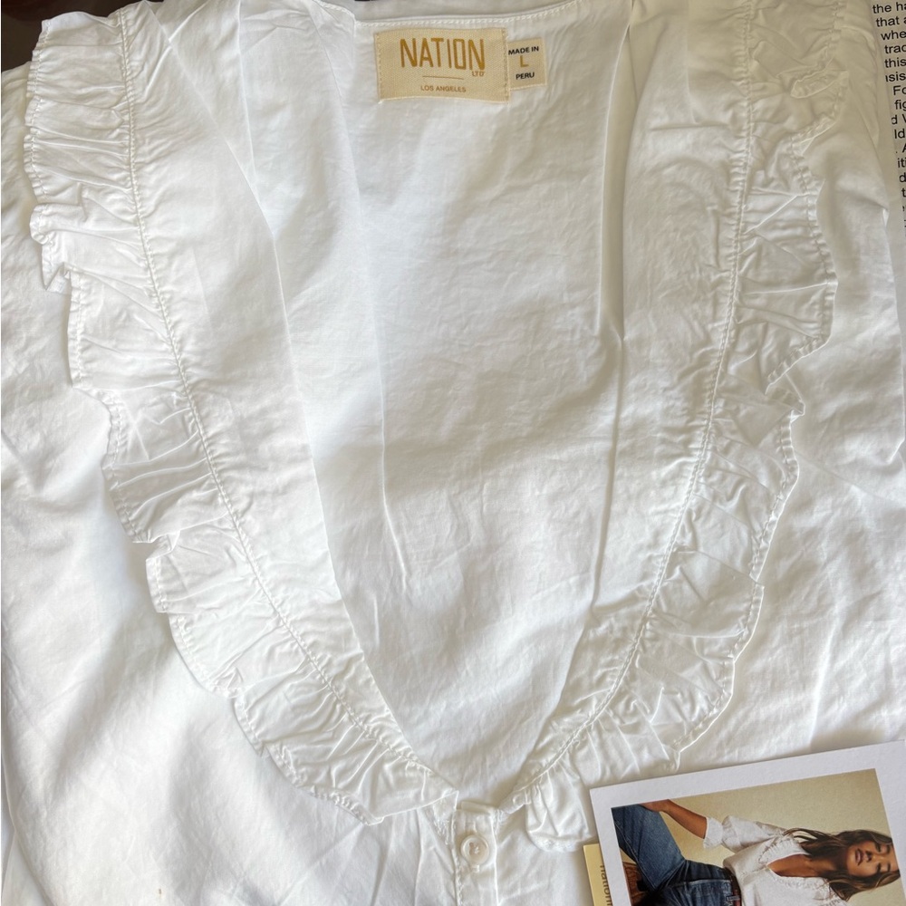 Nation Ltd - White Ruffled Blouse - Picture 3 of 5